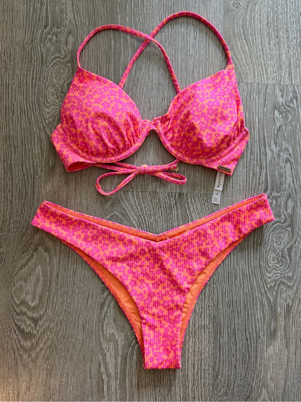 Bikini Village Pink & Orange Floral Print Bikini